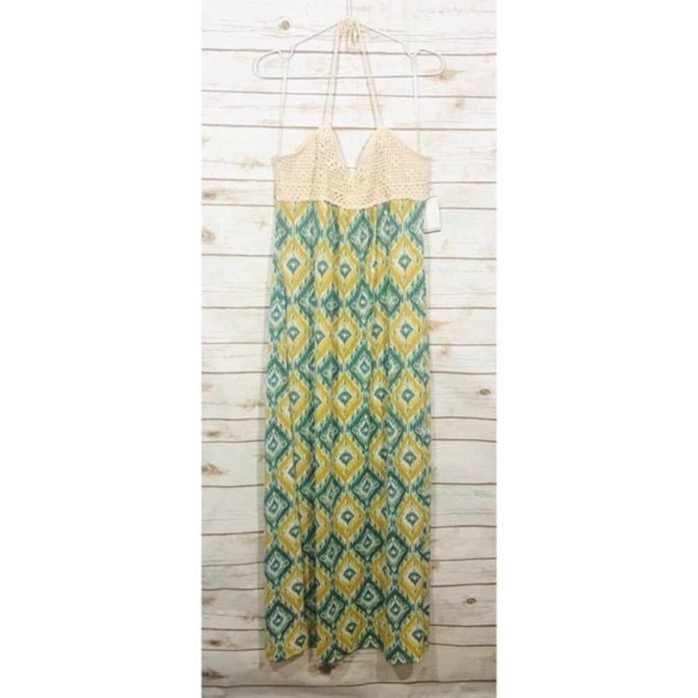 Grass‎ collection halter back cable knit front maxi size L